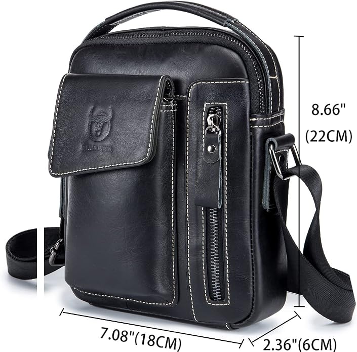KPYWZER Genuine Leather Shoulder Bag Small Men Messenger Pack Handbag Sling - Image 2