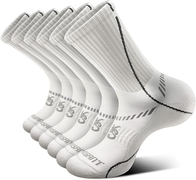 BULLIANT Compression Socks for Men 6Pairs, Athletic Crew Socks Cushioned For by BULLIANT