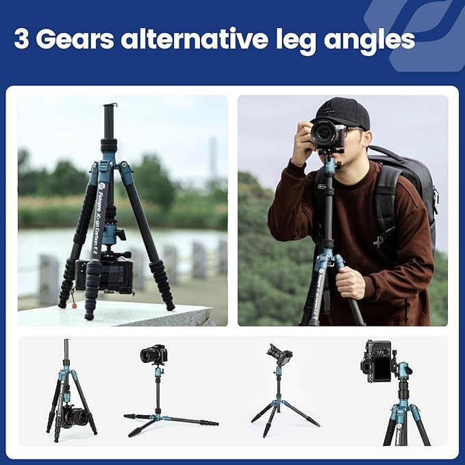 Fotopro 59" Carbon Fiber Travel Tripod, Compact Camera Tripod - Image 4
