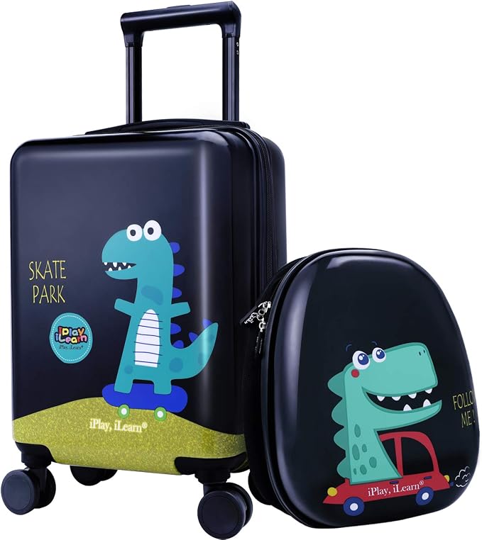 iPlay, iLearn Dinosaur Kids Luggage, Boy Carry on Suitcase, Toddler Rolling by iPlayiLearnLLC
