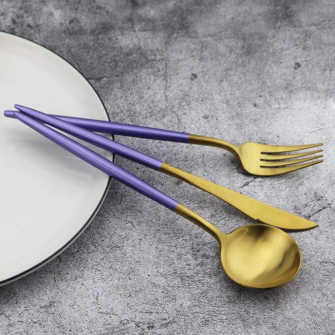 Gugrida 5-Piece Matte Gold Silverware Set, 18/10 Stainless Steel Satin Finish - Image 6