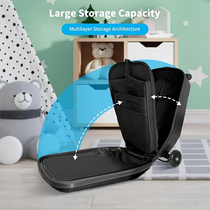 Scooter Hardshell Kids' Luggage, Foldable Carry on Kids Suitcase - Image 6
