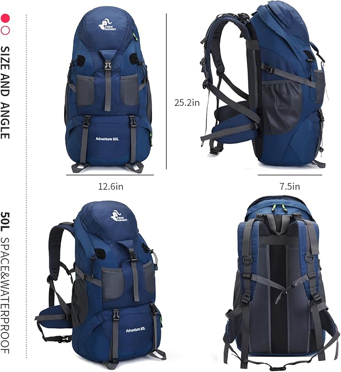 Bseash 50L Hiking Backpack, Water Resistant Lightweight Outdoor Sport Daypack - Image 2