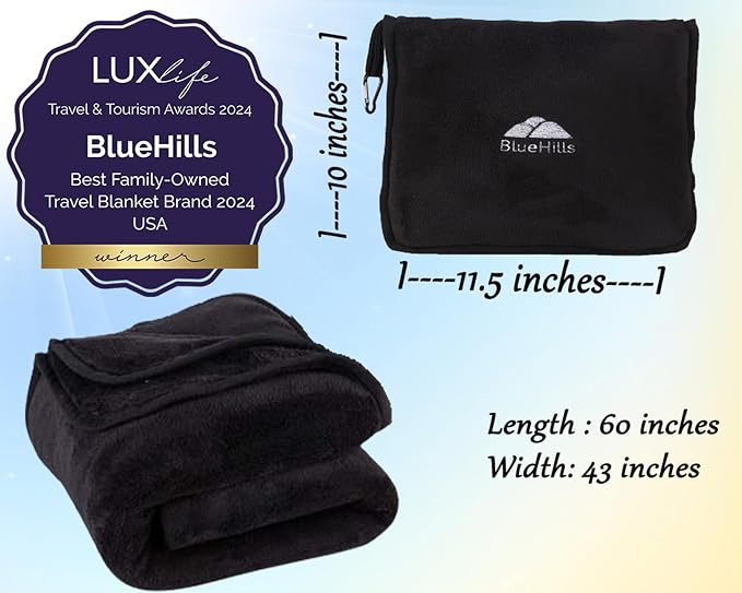 BlueHills 2-Pack Premium Soft Travel Blanket Pillow Airplane Blanket - Image 3
