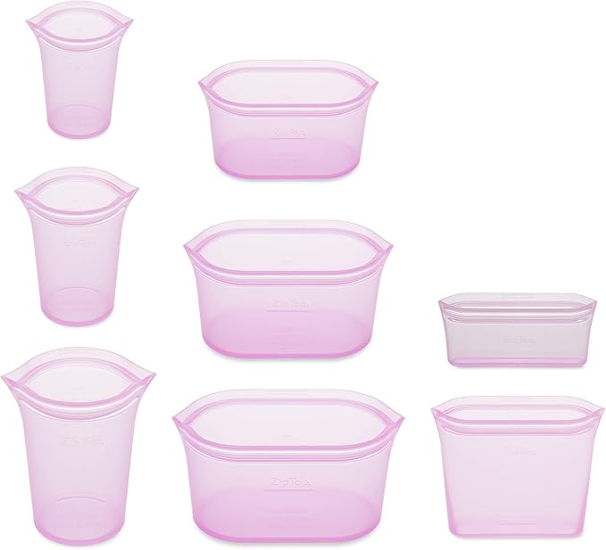 Zip Top Reusable Food Storage Bags | Full Set of 8 | Silicone Meal Prep - Image 2
