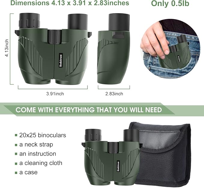 20X25 Compact Binoculars for Adults and Kids, Large Eyepiece Waterproof - Image 4