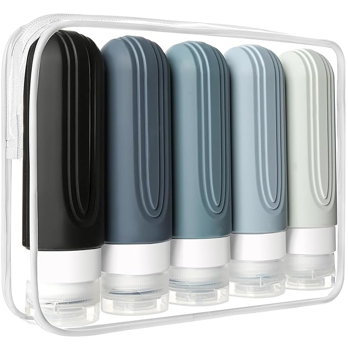 Travel Bottles for Toiletries, 5 Pack TSA Approved Travel Size Containers by CHEODIN