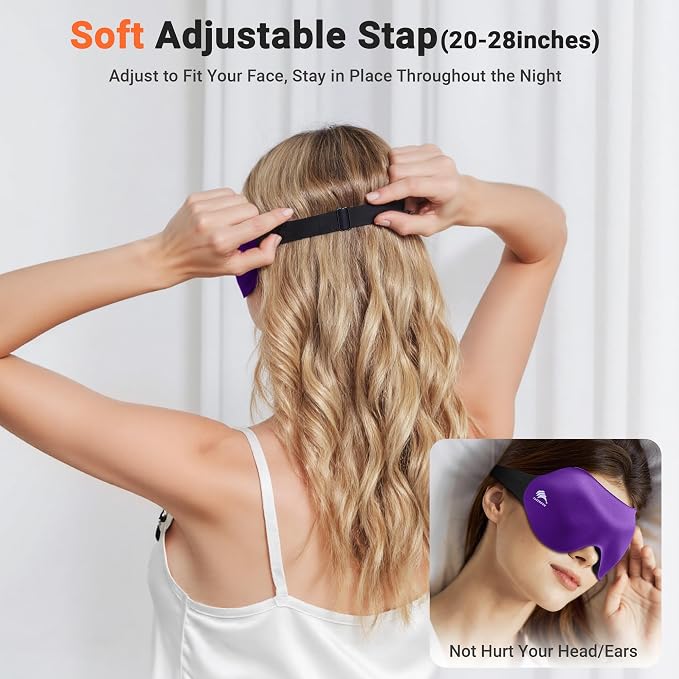 100% Blackout Eye Masks for Sleep: 3D Contoured Zero Eye Pressure Sleeping Mask - Image 6