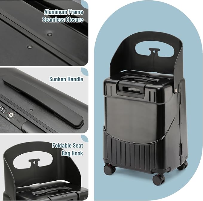 20-Inch Ride-On Suitcase for Kids & Adults – TSA-Approved Underseat Carry-On - Image 2