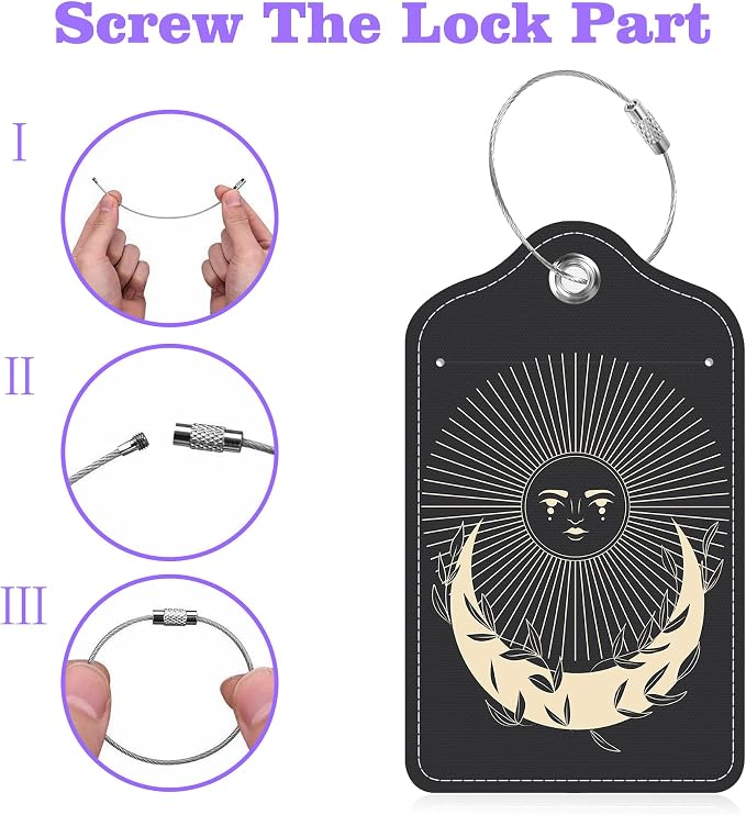 2 Pack Luggage Tags for Suitcase Moonlight in Vintage Engraving Leather - Image 4