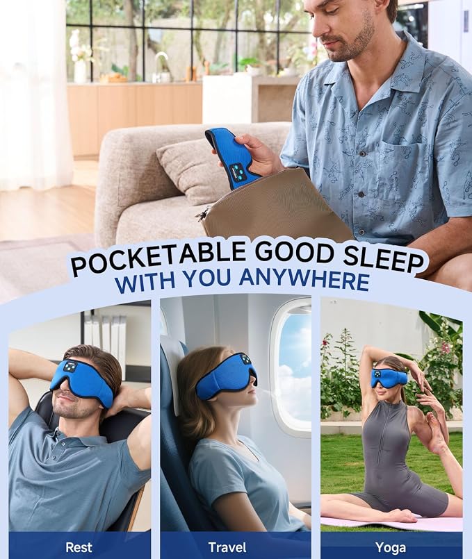 Voerou Sleeping Headphones 3D Eye Mask, Sleep Mask Bluetooth Headphone - Image 8