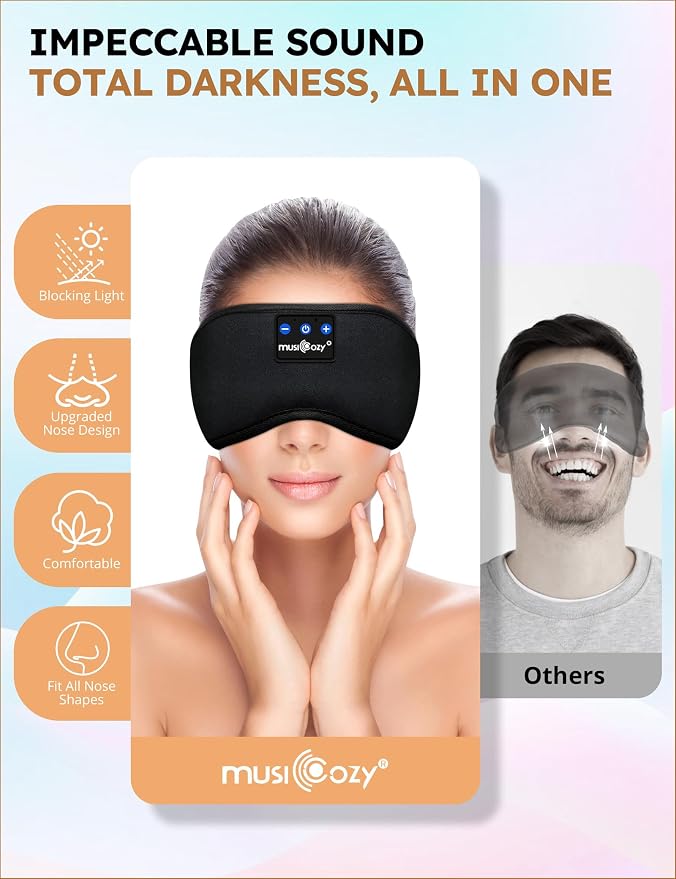 MUSICOZY Sleep Headphones Bluetooth 5.4 Headband Sleeping Eye Mask - Image 5