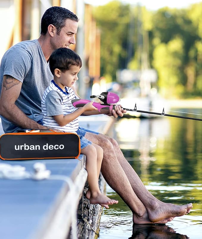Urban Deco Kids Fishing Pole Set Portable Telescopic Kids Fishing Rod and Reel - Image 3