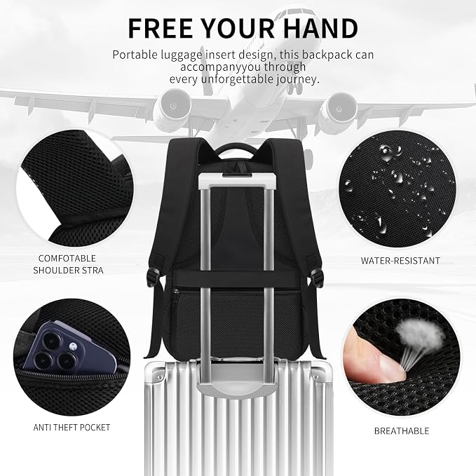 Black Backpack for Men Women, Backpack for School, School Backpacks for Boys - Image 5