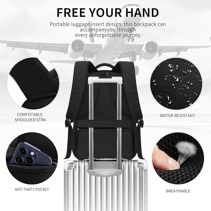 Black Backpack for Men, Backpack for School, School Backpacks for Boys Teens - Image 5
