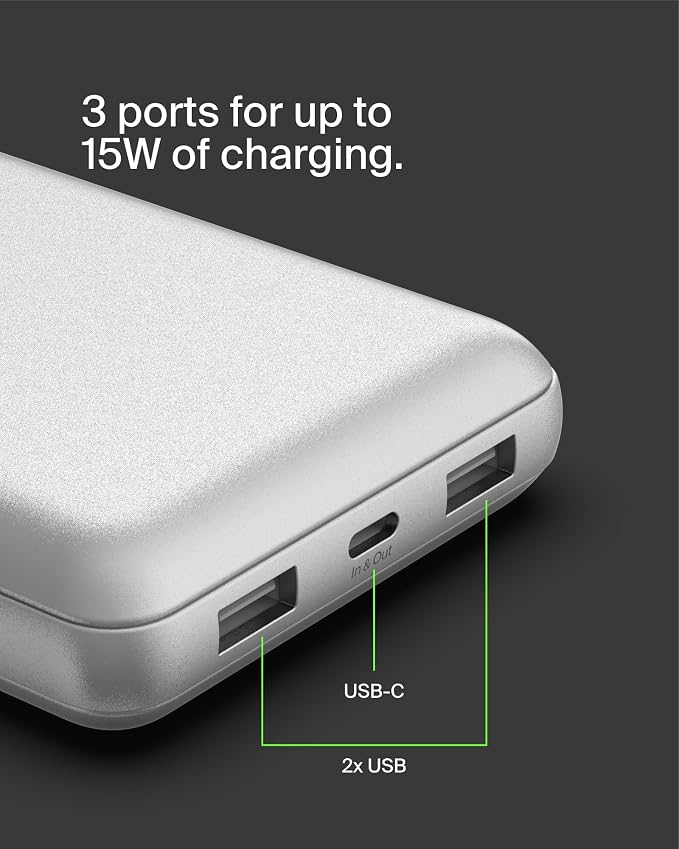 Belkin Portable Charger, USB-C Power Bank 20000 mAh w/ 1xUSB-C Port & 2xUSB-A - Image 9