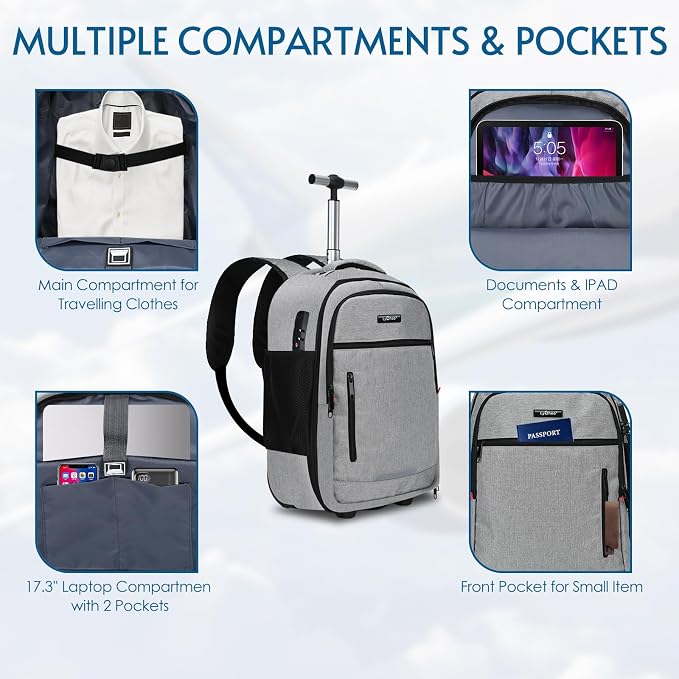 lychee Concealable Rolling Backpack-Adult Business Laptop Backpack - Image 6
