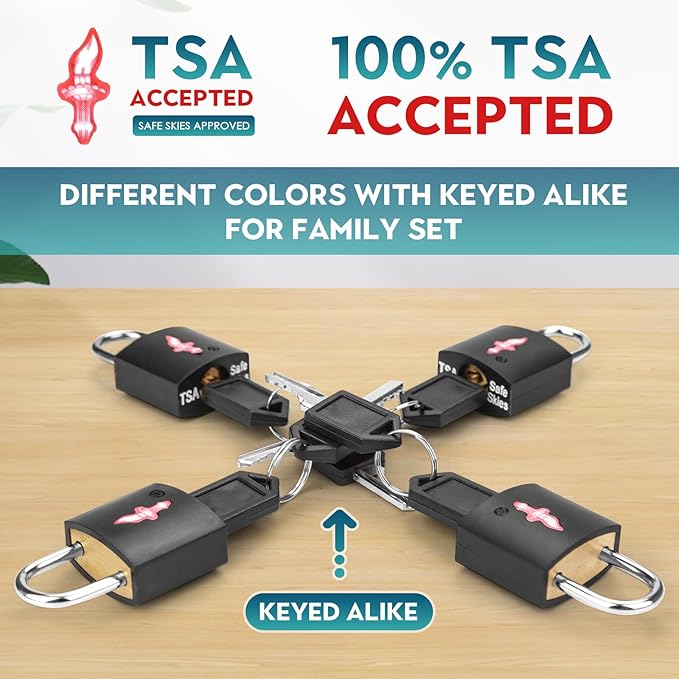 TSA Approved Locks for Luggage Set of 8 TSA Accepted Key Travel Suitcase Locks - Image 3