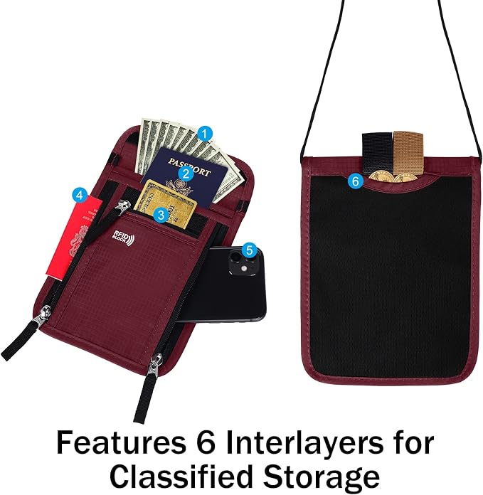 Travel Pouch Neck Wallet Family Passport Holder Organizer Case - Image 2