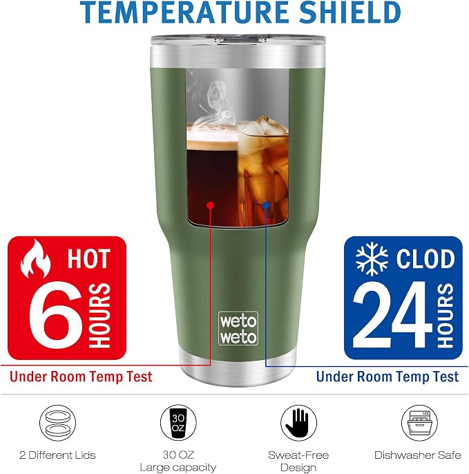 WETOWETO 30oz Tumbler, Stainless Steel Vacuum Insulated Water Coffee Tumbler Cup - Image 4