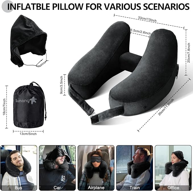 Neck Pillow for Travel Inflatable Airplane Pillow Comfortably Supports Head - Image 2