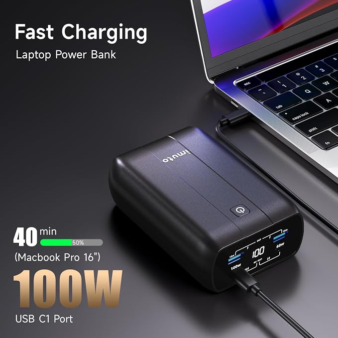 imuto 100W Power Bank, 26800mAh High Capacity 4-Output Laptop Portable Charger - Image 2