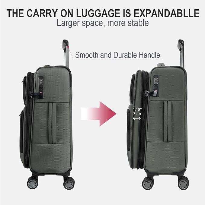 KROSER Softside Expandable Carry On Luggage - Image 5