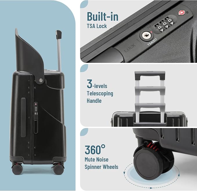 22 Inch TSA Lock Luggage with Seat - Image 2