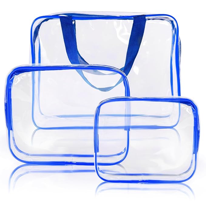 3Pcs Crystal Clear PVC Travel Toiletry Bag Kit - Image 7