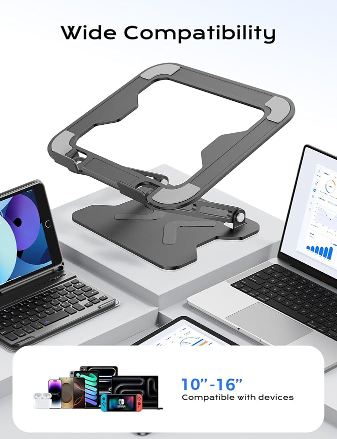 Adjustable Laptop Stand for Desk, Metal Foldable Laptop Riser, Portable Laptop - Image 5