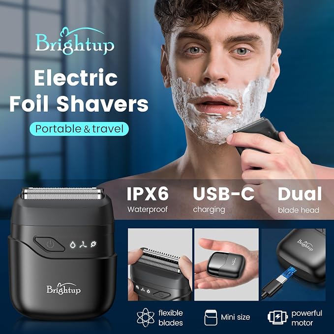 Brightup Electric Foil Shavers for Men, Mini Electric Razor for Shaving Face - Image 7
