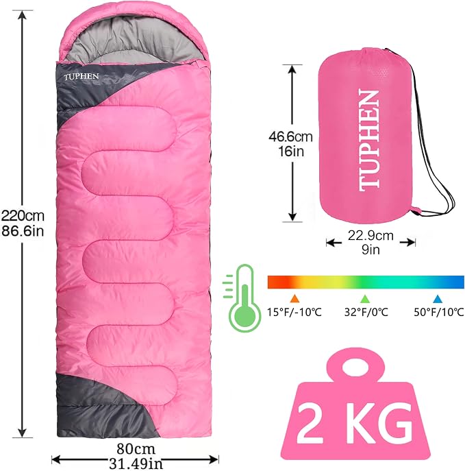 tuphen- Sleeping Bags for Adults Kids Boys Girls Backpacking Hiking Camping - Image 3
