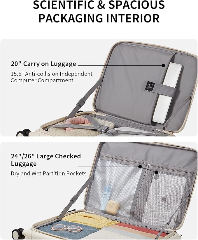 aji Expandable Top Opening Carry On Luggage Airline Approved, 20 Inch - Image 5