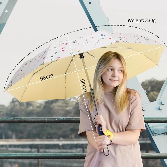 Color Glue Coating Sun Umbrella UV Protection Compact Folding Windproof - Image 6