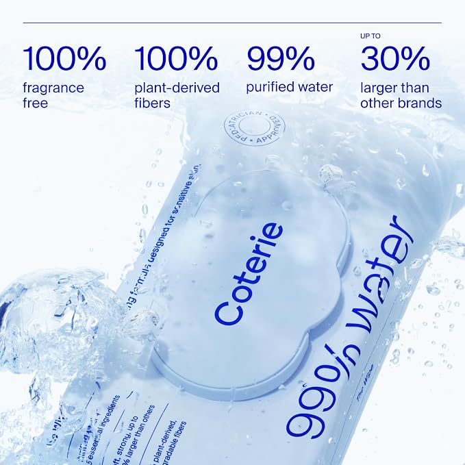 Coterie Baby Wipes for Sensitive Skin, Plant-Based & Plastic-Free Fibers - Image 3