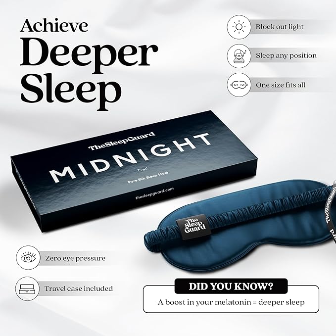 Pure Silk Sleep Mask Light Blocking Travel Essentials. Eye Masks - Image 3