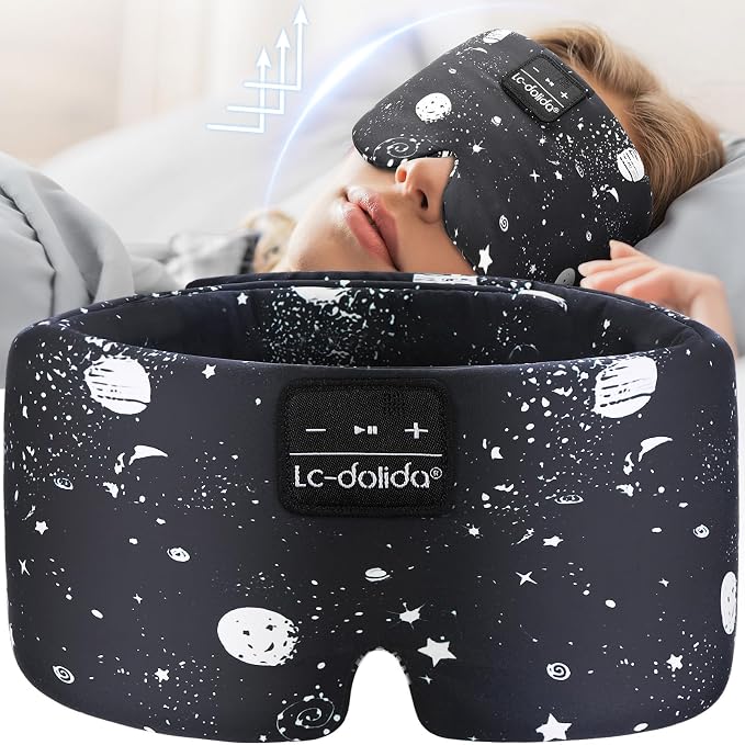 LC-dolida Sleep Mask with Bluetooth Headphones, Extra Large Silk Eye Mask - Image 8