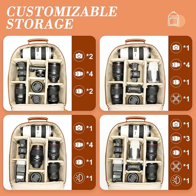Camera Backpack Classic PU Leather - Image 4