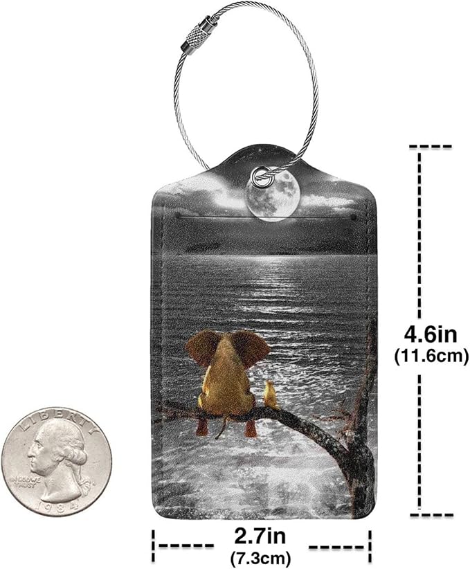 2 Pack Luggage Tags for Suitcase, Elephant and Dog PU Leather Travel Luggage Tag - Image 4