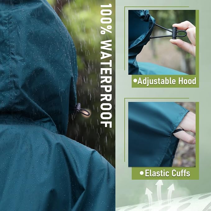 SaphiRose Unisex Rain Poncho Raincoat Hooded - Image 3