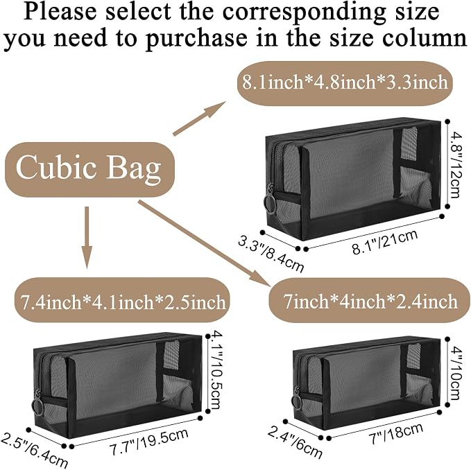 20 Pieces Mesh pouch, Mesh Makeup Bag Portable Makeup Pouch Travel Toiletry Bag - Image 2