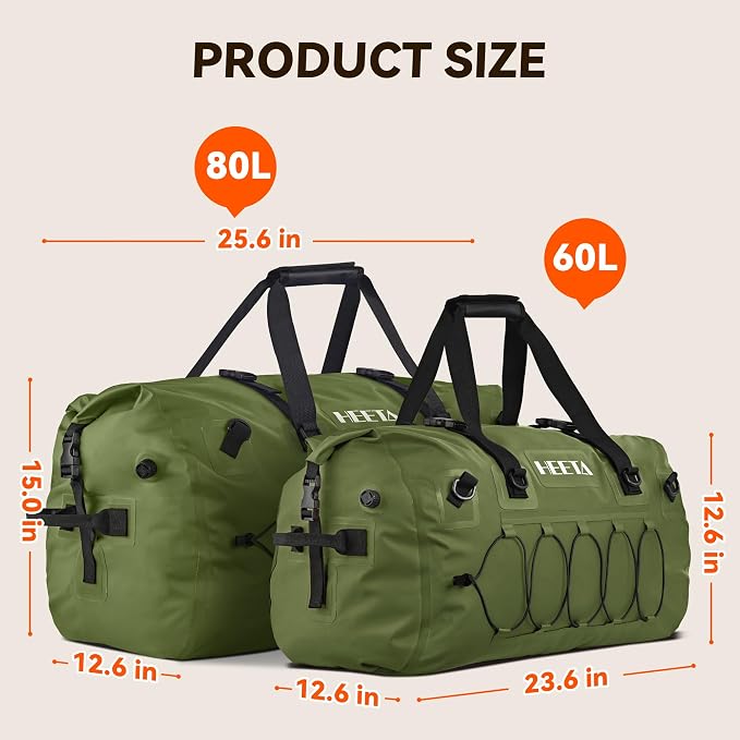 HEETA Waterproof Duffel Bag Motorcycle Dry Bag Backpack, 60L/80L Extra Large - Image 5