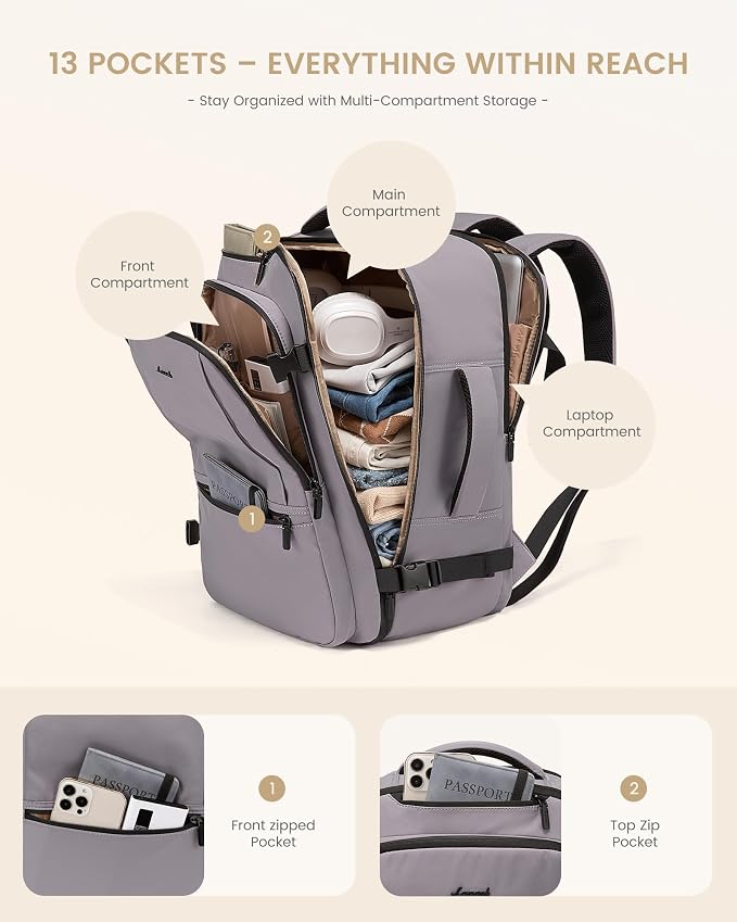LOVEVOOK Travel Backpack for Women & Men, 60L Large Carry On Backpack Airline - Image 7
