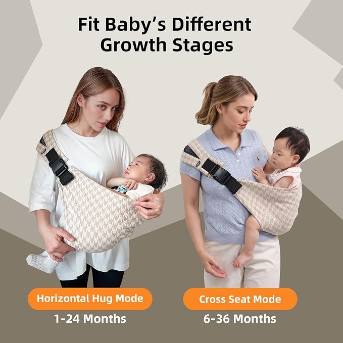 Baby Sling Carrier Newborn to Toddler, 2025 Upgraded Houndstooth Baby Sling - Image 2