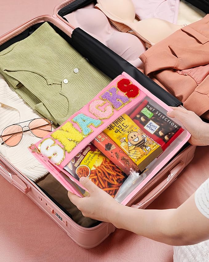 Snack Bag Clear Makeup Bag, Chenille Letter Clear Zipper Pouch Nylon Cosmetic - Image 6