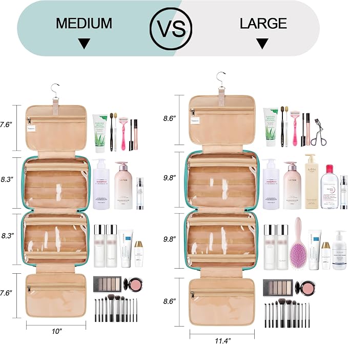 Travel Hanging Toiletry Bag for Women, Large Makeup Bag 8 Leak Proofing - Image 5