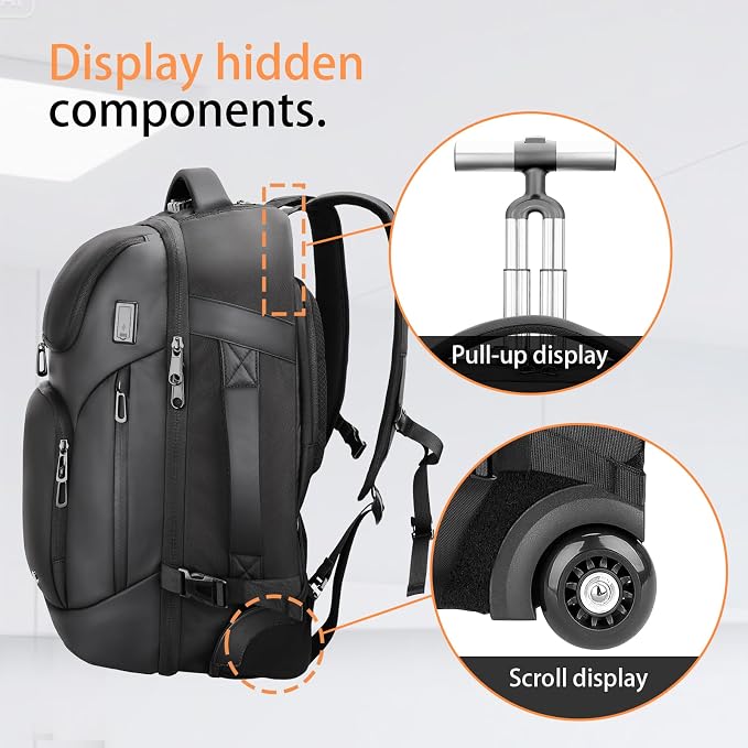 Backpack for Men, 17.3" Anti Theft Convertible Laptop Backpack - Image 6
