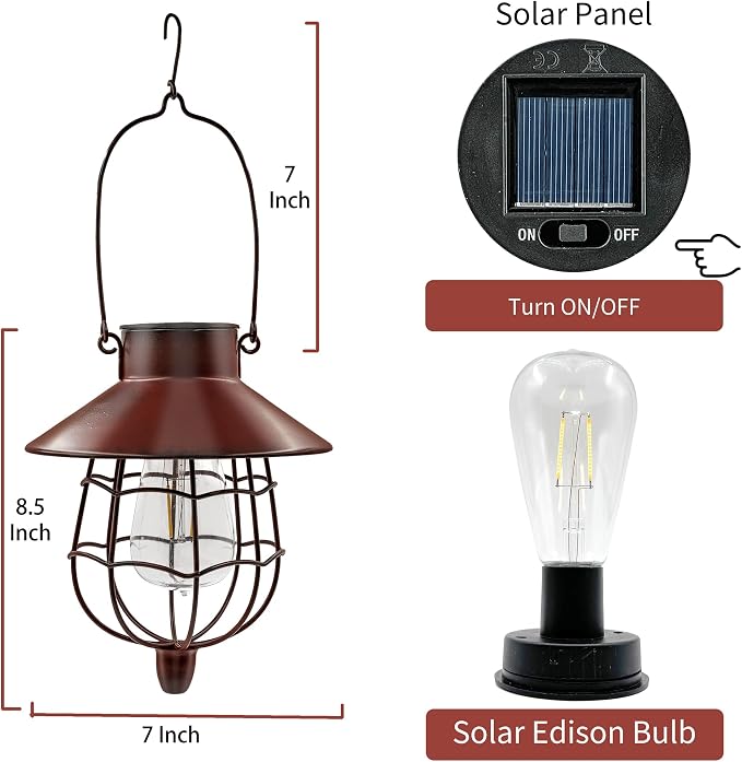 2 Pack Solar Lanterns Outdoor Waterproof Hanging Solar Lights - Image 7