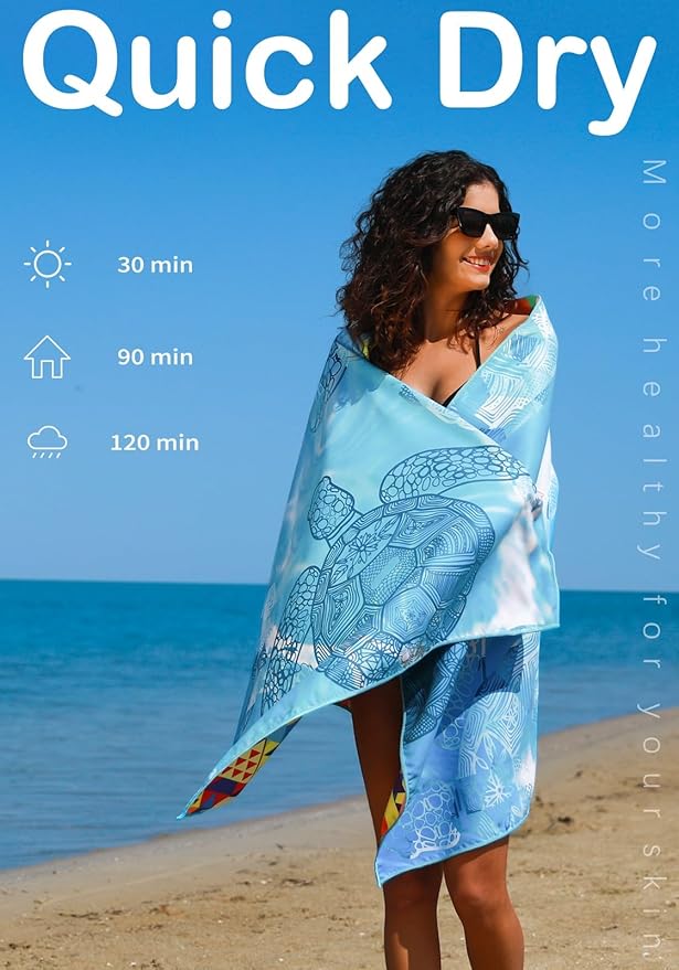 6 Pack Microfiber Lightweight Beach Towel Sand Free Quick Dry Absorbent Thin - Image 5