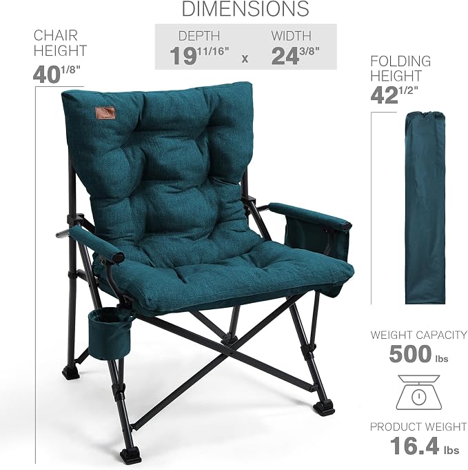 EVER ADVANCED Padded Oversized Folding Camping Chair - Image 7